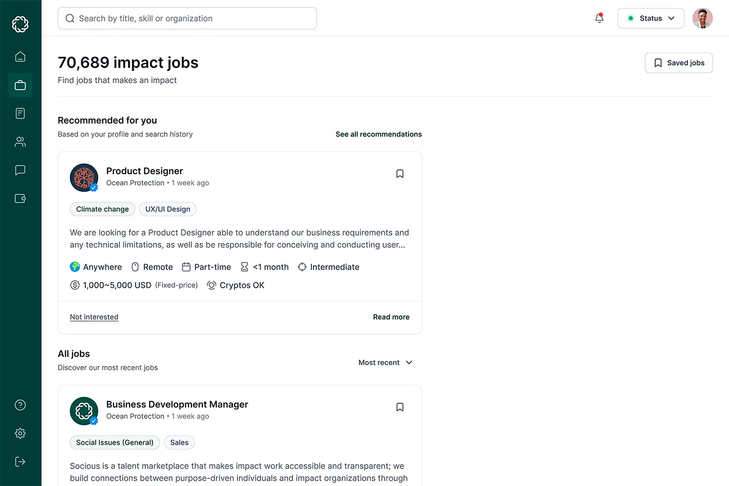 Socious Work 대시보드